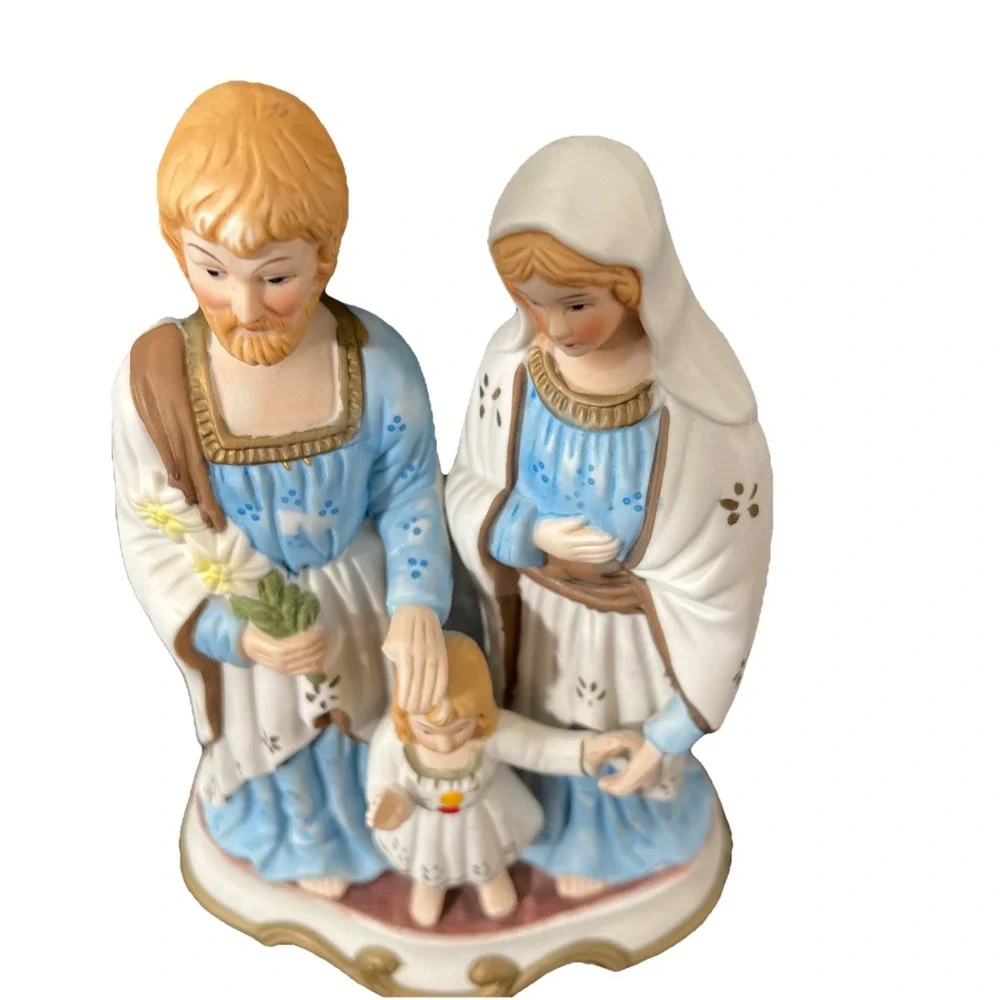 Vintage  Large Holy Family Joseph Mary Baby Jesus‎ Porcelain Statue Holy - Picture 3 of 10
